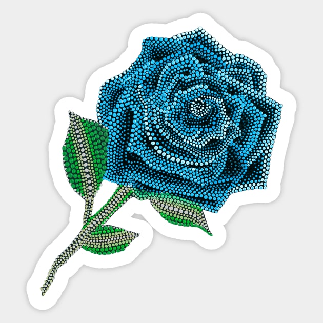 Rose - Monochrome Blue Sticker by Amy Diener